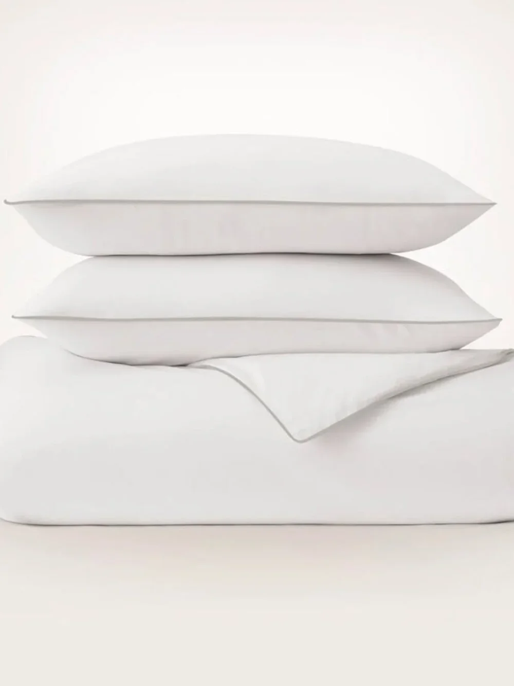 Boll & Branch Full/Queen White/Oak Percale Embellished Duvet Cover Set
